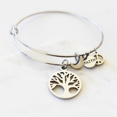Faith, Strength, Peace -  Adjustable Bangle